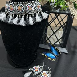 Vintage Choker  Set With Earrings 