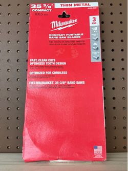 NEW! Milwaukee 35-3/8 in. 18 TPI Compact Bi-Metal Band Saw Blade (3-Pack)