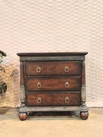 Classic Oversized Powell Nightstand With Ornate Ring Pulls