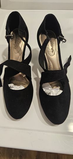 Black suede high heel