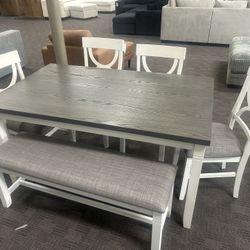 Gray And White Farmhouse Table Set 
