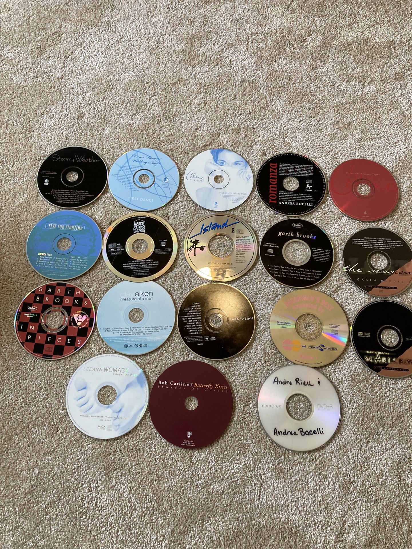 18 CDs from Garth Brooks to U2 to show tunes All work well 
