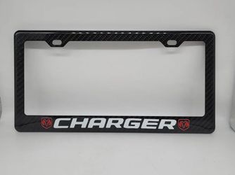 BRAND NEW DODGE CHARGER 100% Real Carbon Fiber License Plate Frame Tag Cover Original 3K