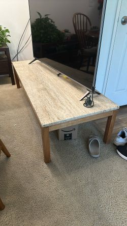 Stone and Wood Coffee Table