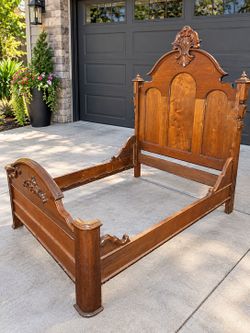 Antique Victorian Carved Wood Bed Frame