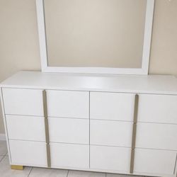 White Dresser 6 Drawers Wit Mirror New