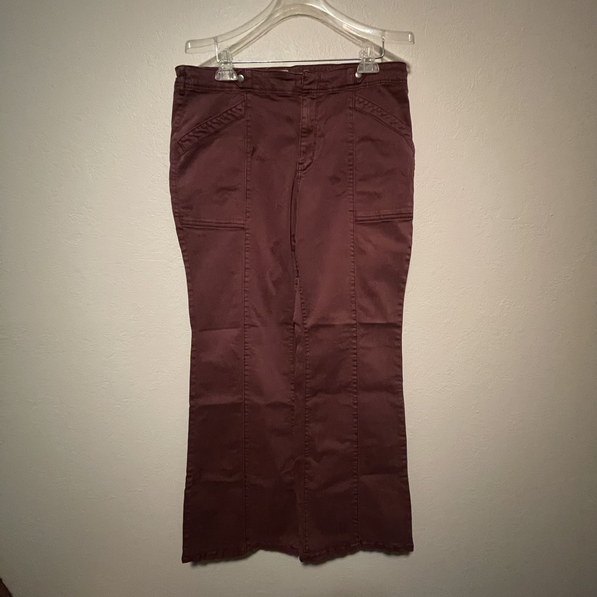 Pilcro, Women’s Burgundy Stretch Hook & Eye Flare Pants, Size 32