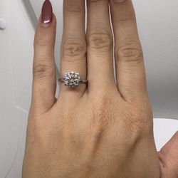 2 Carat Round Moissanite Diamond Solitaire Engagement Ring White Gold 
