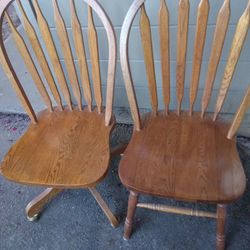 3 Solid Wood Chairs/ 1 Is Office Armchair/casters