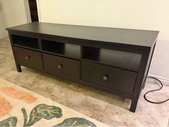 Dark Brown Wood TV Stand with Drawers