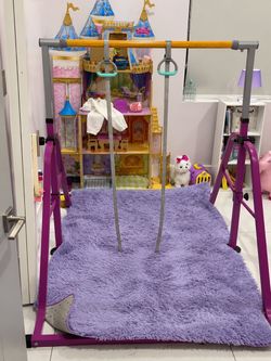 Kids Adjustable Gymnastics Bar with Rings – Purple