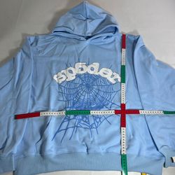 Sp5der Hoodie Light Blue Size Medium