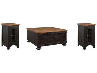 Valebeck Black/Brown Coffee Table and 2 Chairside End Tables