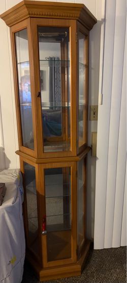 Wood and glass display cabinet