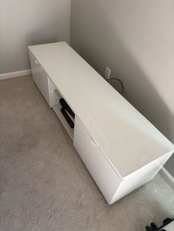 White TV Stand with Storage