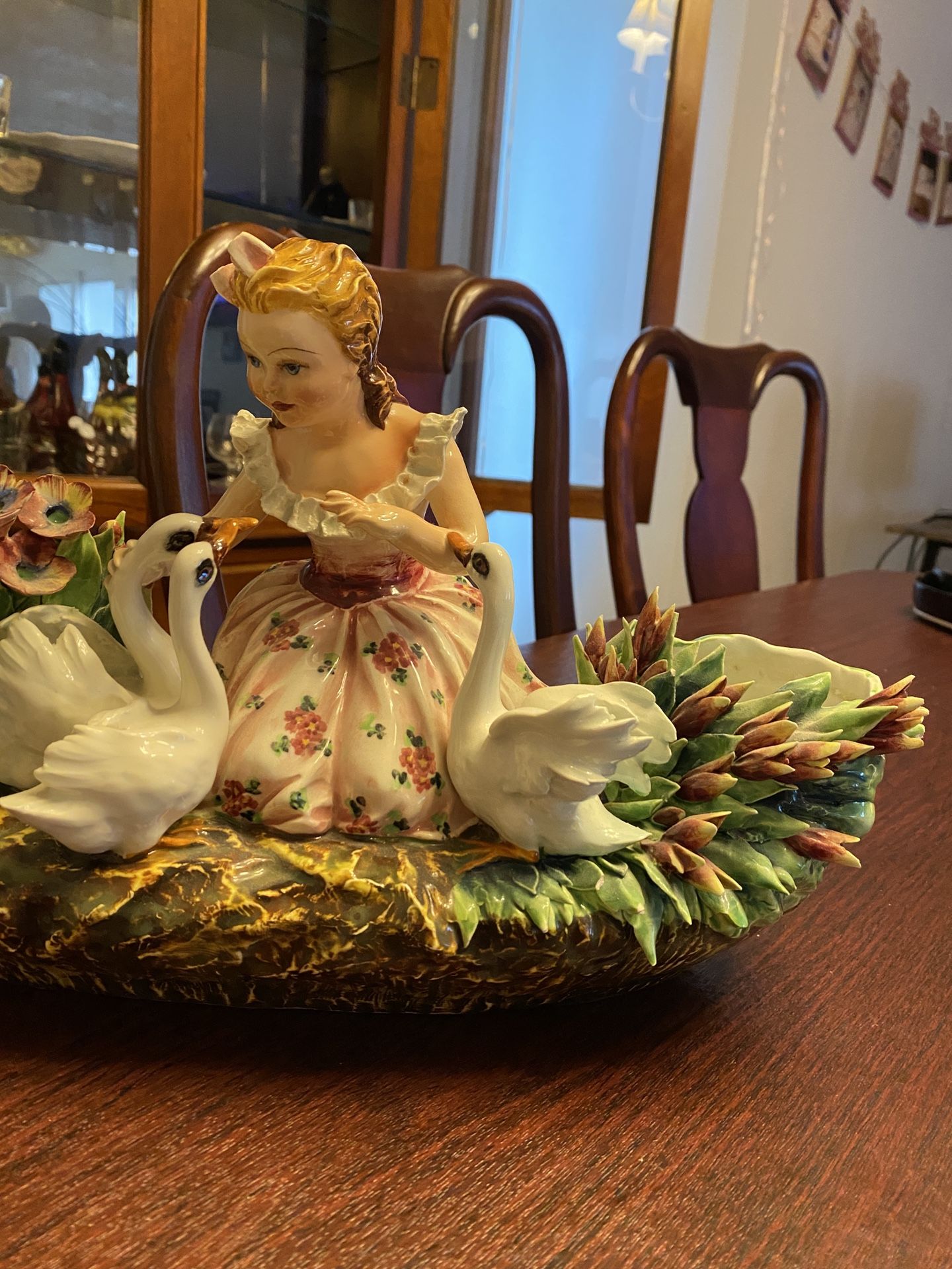 Achille Mollica Porcelain Swan Scene