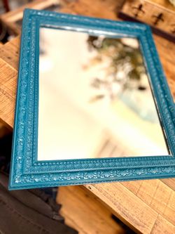 Deep Turquoise scroll work ornate mirror