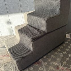 Dog Stairs for Bed 18" H, 4-Step Dog Steps for High Bed, Pet Steps for Small Dogs and Cats, Non-Slip Balanced Pet Ramp Indoor, Grey
