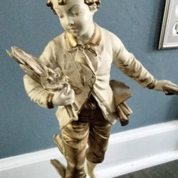 Vintage Figural Boy Holding Nest lamp