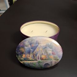 "NEW " Thomas Kinkade Painter Of Light 2 Wick Scented Candle In A Collectible Tin 5.5" X 3.75" X 3"H