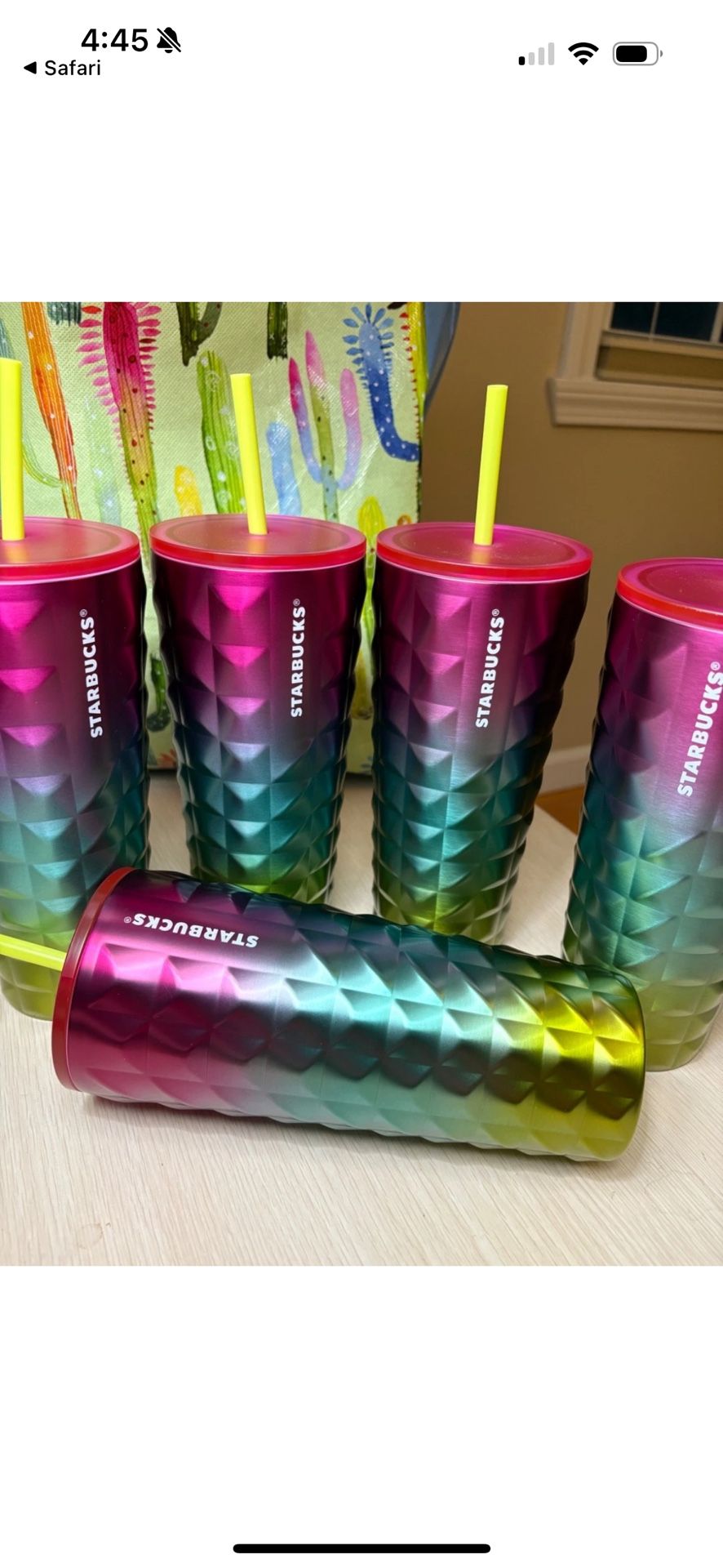 New Starbucks Tri Color Gradient Studded Stainless Steel Cold Cup Tumbler 24 oz