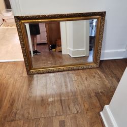 Heavy Lead Glass Mirror Antique