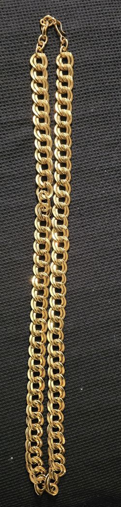 Vtg.  Signed Monet Goldtone Large Chunky Statement Link 32" Necklace Unisex 