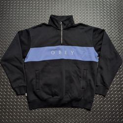 OBEY quarter zip sweater with front pockets size Large