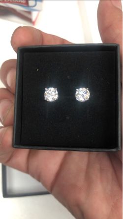 Silver iced out earrings