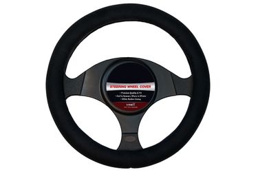 Universal Premium Steering Wheel Cover - Ultra Plush (black, medium 14.5-15.5in)