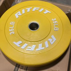 ❤️ RitFit Color Coded Olympic Bumper Plate for Barbell - 2-Inch Weight Plates With Steel Insert, Rubber Weights for Strength Training in Home Gym $ 16