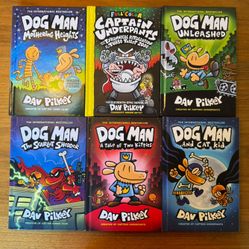 5 Dog Man Books and 1 Captain Underpants