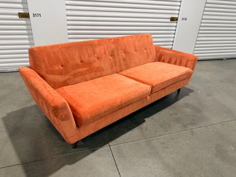 Original Joybird Hughes Orange Fabric 3+ Seater Sofa