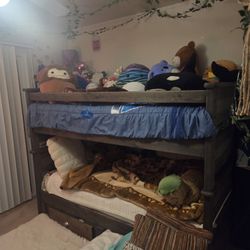 Twin Bunk Beds With Latter And Drawer's