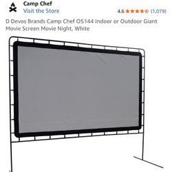 D Devos Brands Camp Chef OS144 Indoor or Outdoor Giant Movie Screen Movie Night, White
