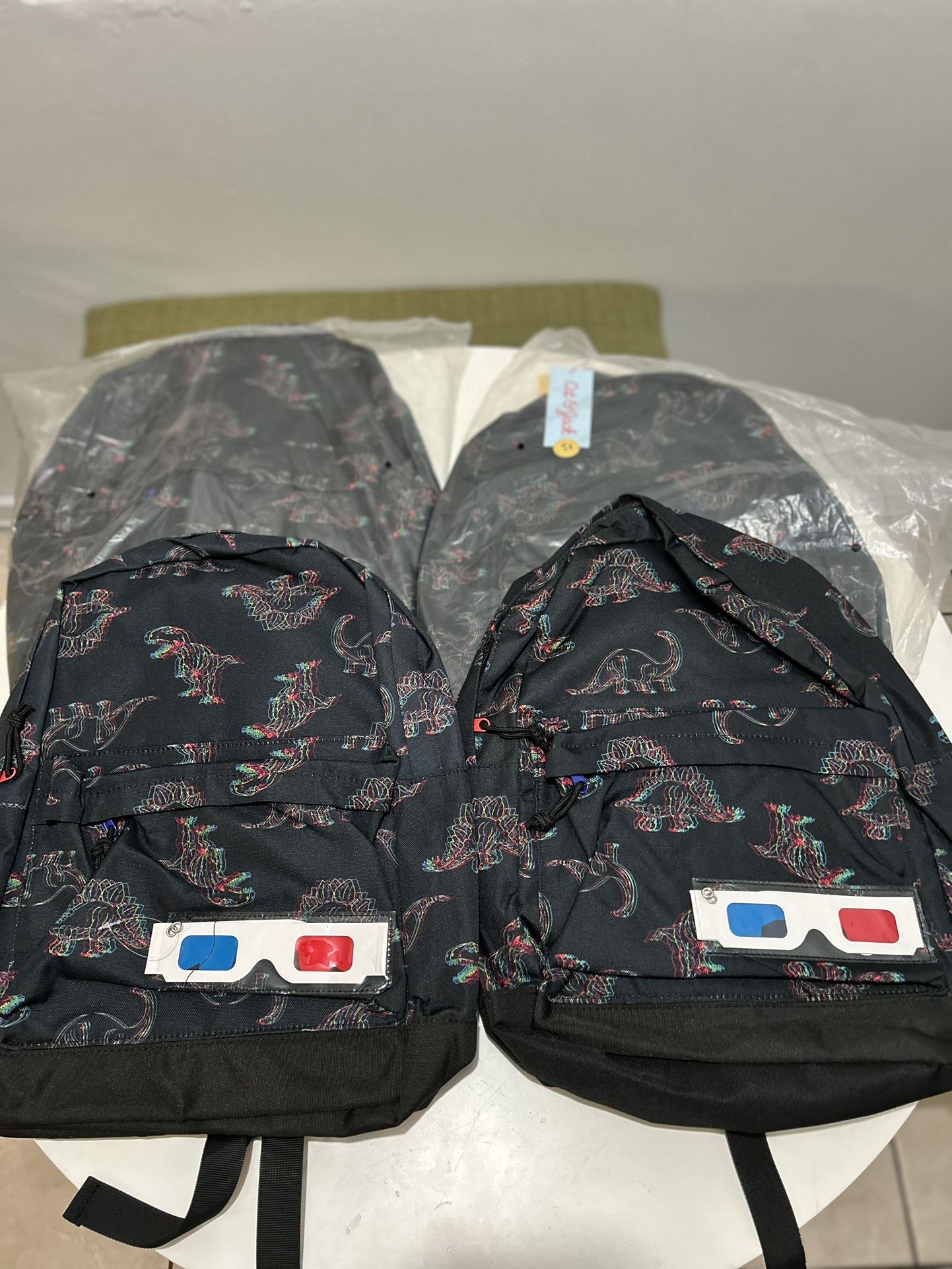 CAT & JACK 3D Dinosaur Print Backpack with 3D Glasses Boys Kids Bookbag Black