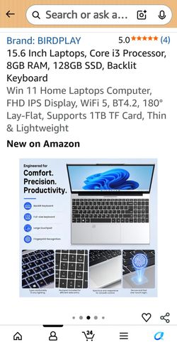 BIRDPLAY 15.6" Laptop – Core i3, 8GB RAM, 128GB SSD, Backlit KeyboardDescription