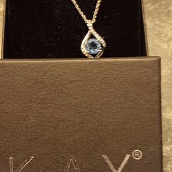 Kays Sterling Silver (Marked)  Diamonds And Aquamarine
3 piece Set brand new.