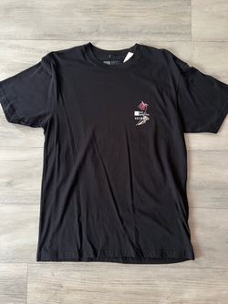 Black Graphic T-Shirt with Rose Print