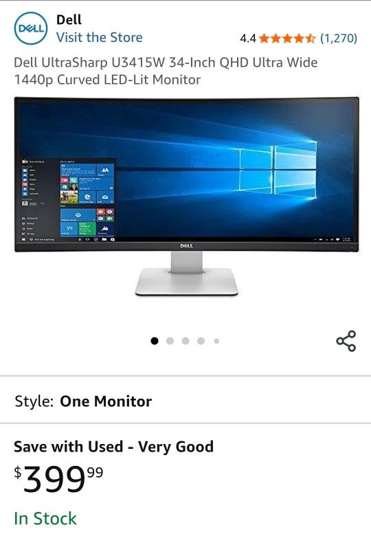 Dell Ultrawide Curved 34-inch Monitor