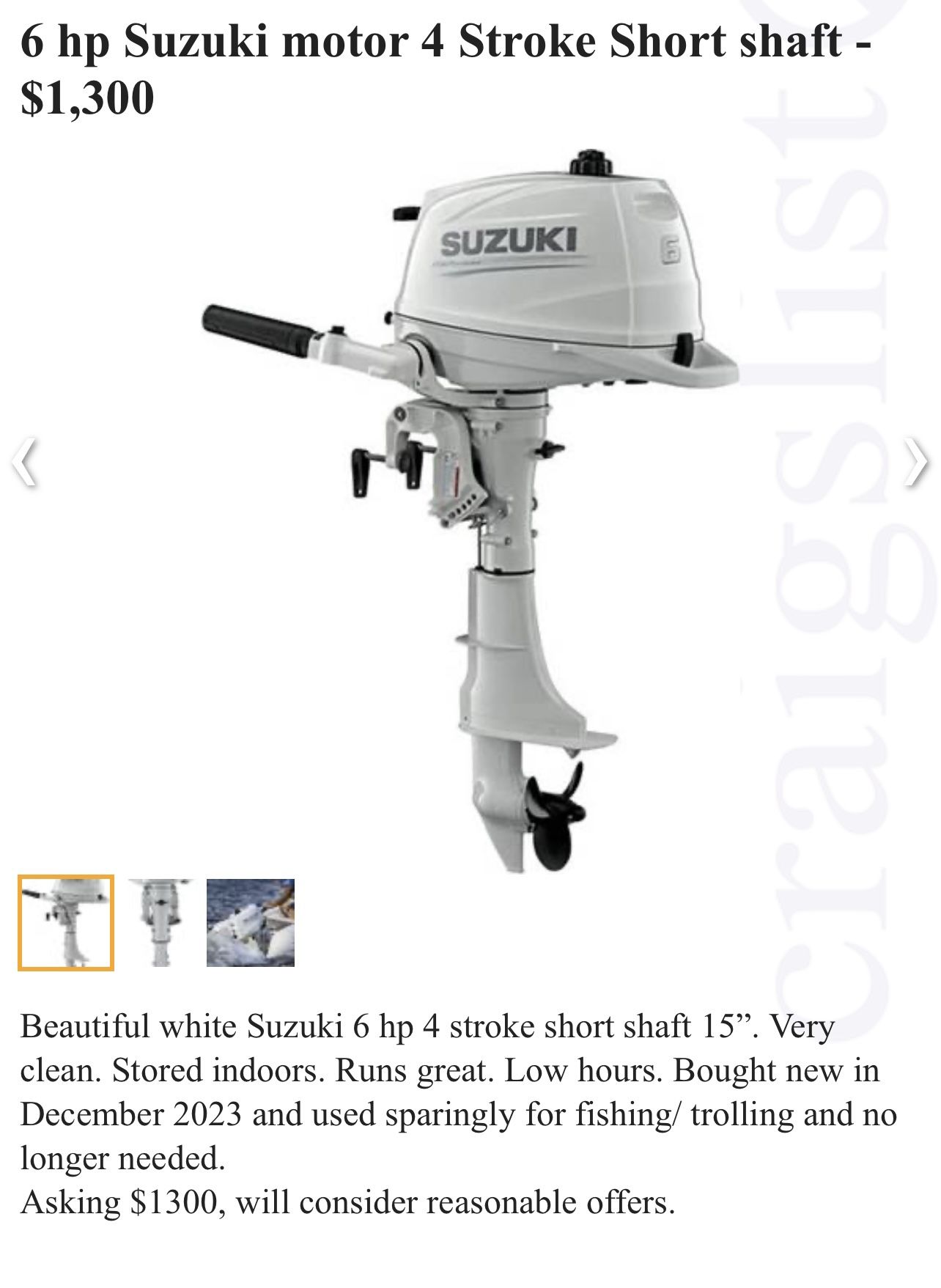 Suzuki 6hp 4 Stroke Short Shaft 