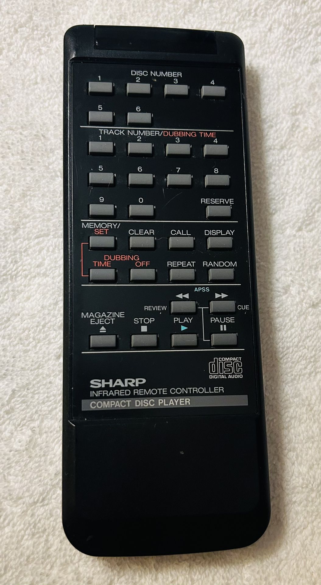 Sharp RRMCK0078AFZZ Remote Control CD Player/Changer