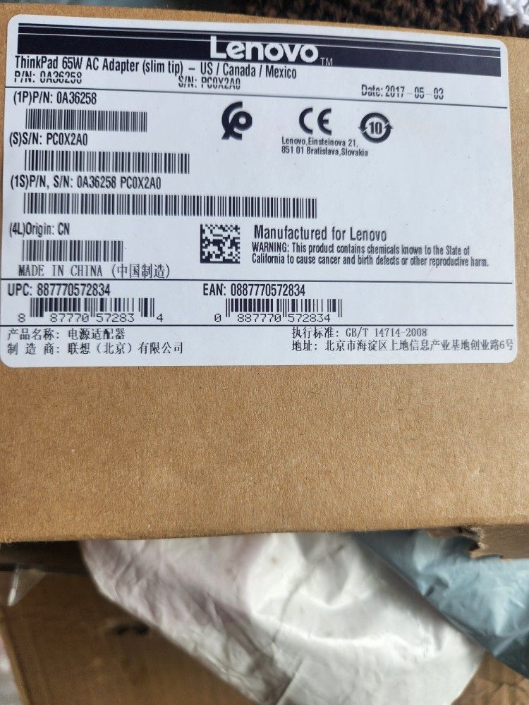 Genuine Lenovo Thinkpad AC Adapter New In Box