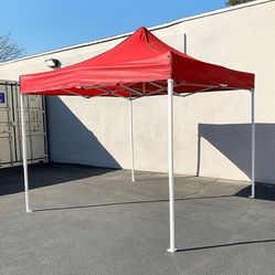 $90 (New in box) Outdoor 10x10 ft ez popup party tent patio canopy shelter w/ carry bag (black/red) 