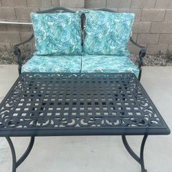Martha living 2 metal pieces patio furniture with caution