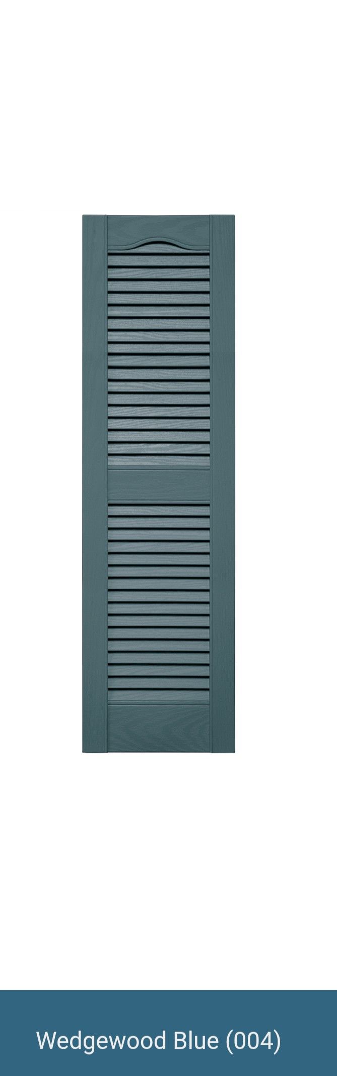 New 2 Pack of Builders Edge Louvered Vinyl Shutters in Wedgewood Blue