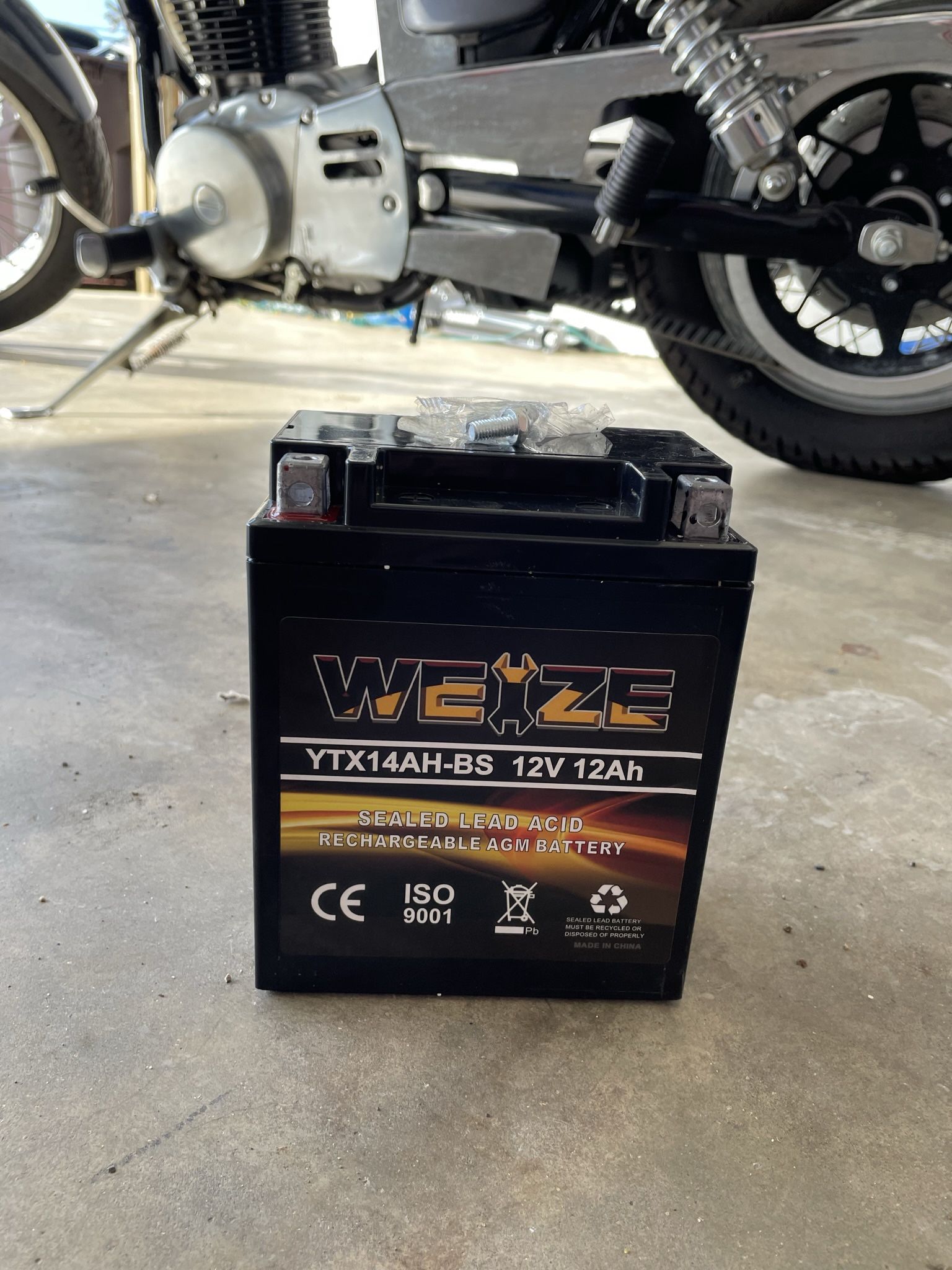 Weize YTX14AH-BS High Performance - Maintenance Free-Sealed AGM ATV Motorcycle Battery for Polaris Sportsman 570 Trail Blazer 250 Ranger 400 500 Suzuk