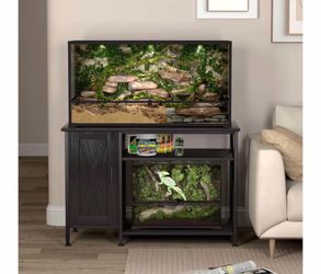 120 Gallon Reptile Tank Stand, 4x2x2 Reptile Enclosure Stand, with Storage Cabinet