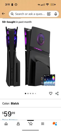 PS5 PRO BLACK FACE PLATE WITH LED AROUND FAN