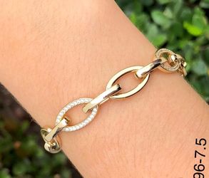 Elegant 14K Gold Finish Oval Link Chain Bracelet